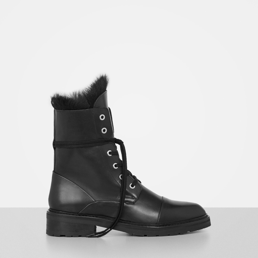 All Saints combat booties real rabbit fur inside 6